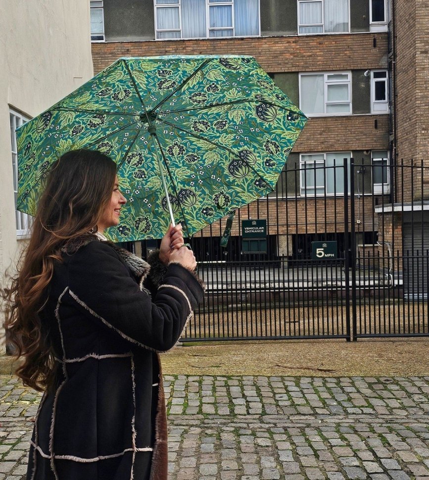 Женский зонт Fulton L907-041444 Morris & Co Minilite-2 UV Elmcote (механика, складной, разноцветный с узором цветов) 108010 modnotak фото №6