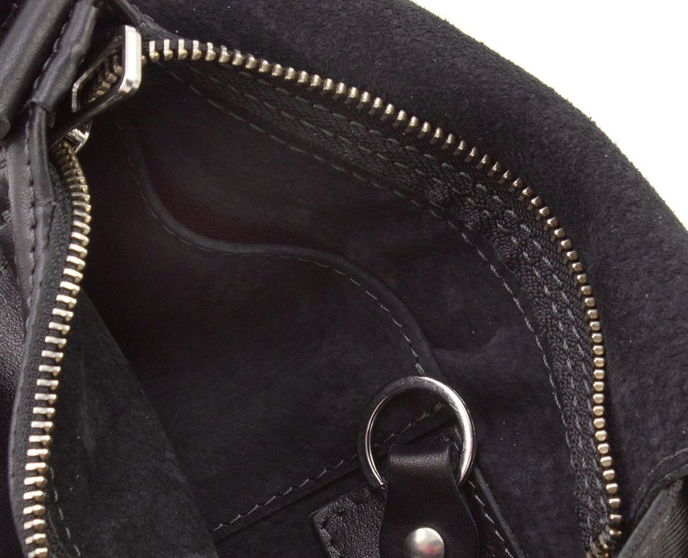 Черная мужская сумка маленького размера из натуральной кожи на плечо Grande Pelle (19318)