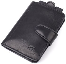 Вместительный кожаный картхолдер со скрытым отделением для карт с RFID-защитой Tony Perotti черного цвета 108110