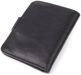 Вместительный кожаный картхолдер со скрытым отделением для карт с RFID-защитой Tony Perotti черного цвета 108110