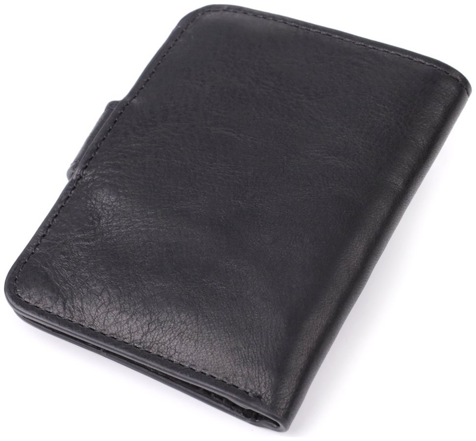 Вместительный кожаный картхолдер со скрытым отделением для карт с RFID-защитой Tony Perotti черного цвета 108110 modnotak фото №2
