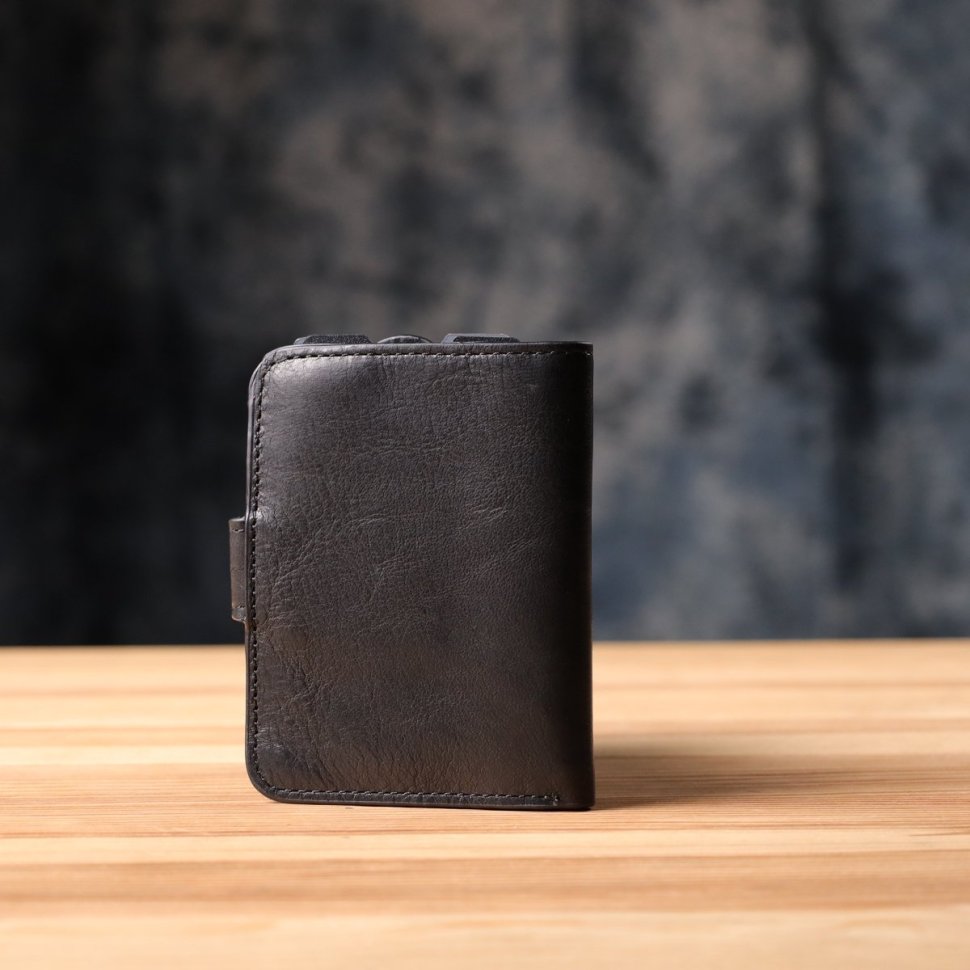 Вместительный кожаный картхолдер со скрытым отделением для карт с RFID-защитой Tony Perotti черного цвета 108110 modnotak фото №10