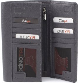 Якісний великий жіночий гаманець із натуральної шкіри сірого кольору KARYA (21891)