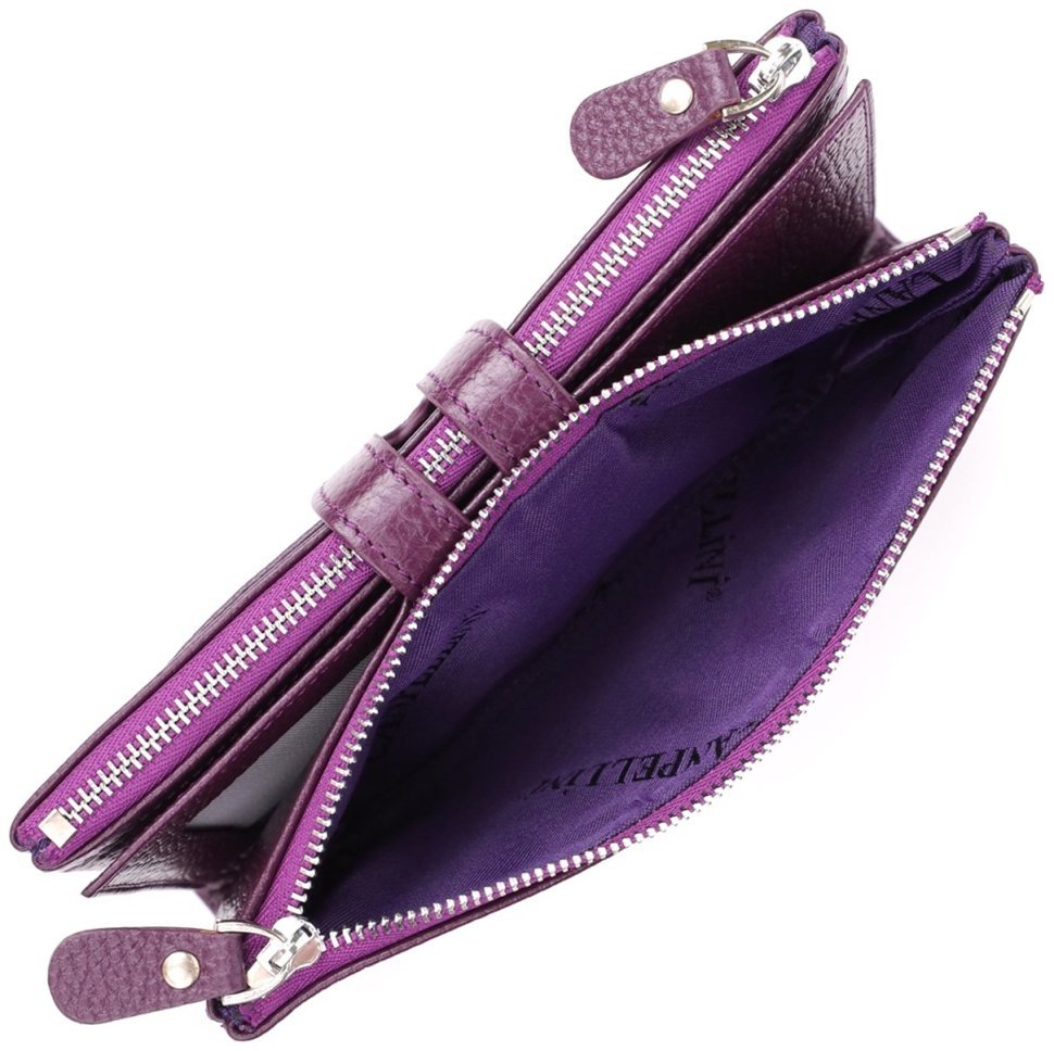 Повседневный женский кошелек из натуральной кожи с отделением для телефона на кнопке CANPELLINI фиолетового цвета 108510 modnotak фото №7
