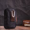 Маленькая мужская сумка-чехол на пояс из черного текстиля Vintage 2422223 - 7