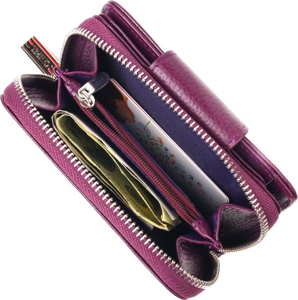 Вертикальный женский кошелек фиолетового цвета из натуральной кожи флотар CANPELLINI (2421601)