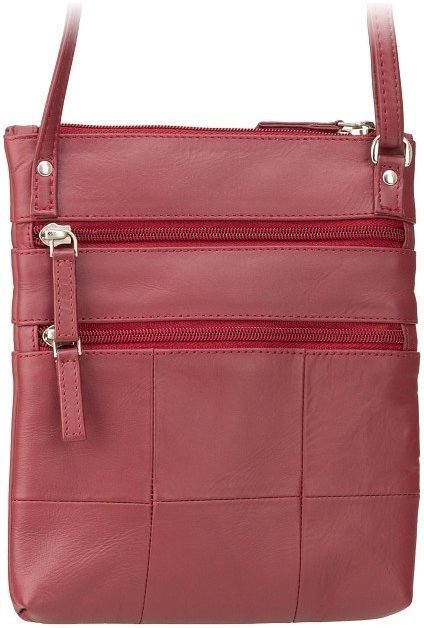 Жіноча наплечна сумка з натуральної шкіри червоного кольору Visconti Slim Bag 68810