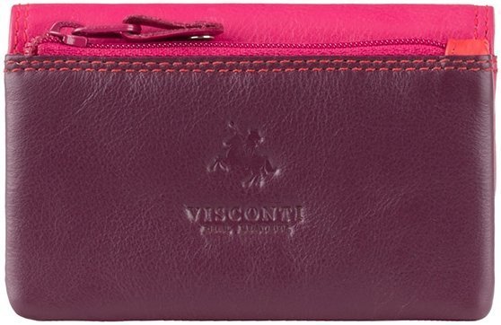 Рожево-фіолетова багатофункціональна жіноча ключниця з натуральної шкіри Visconti Tahiti 68910