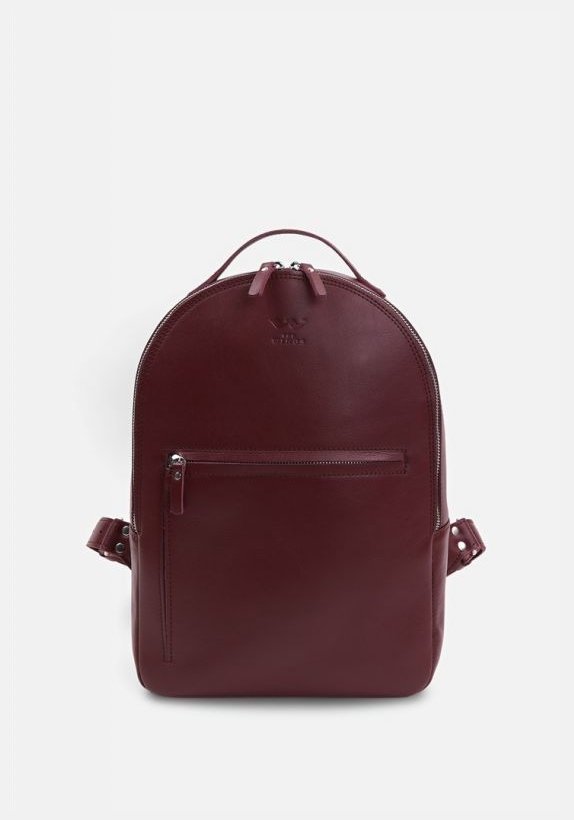 Марсаловый женский рюкзак из гладкой кожи на молнии BlankNote Groove M 79010 modnotak фото №1