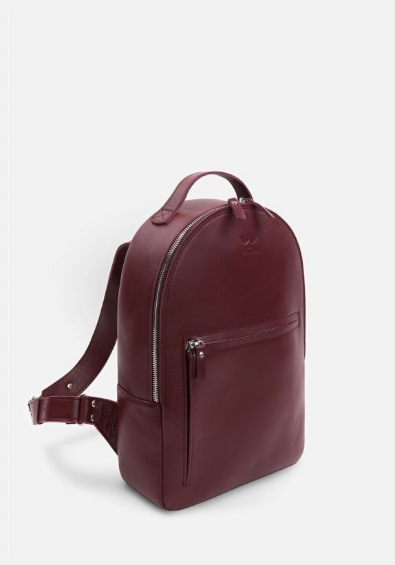 Марсаловый женский рюкзак из гладкой кожи на молнии BlankNote Groove M 79010 modnotak фото №2