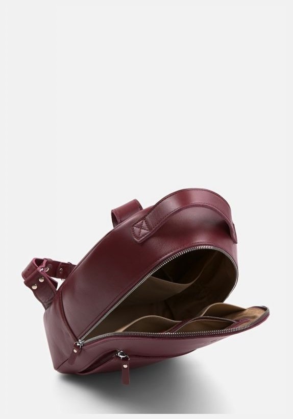 Марсаловый женский рюкзак из гладкой кожи на молнии BlankNote Groove M 79010 modnotak фото №4