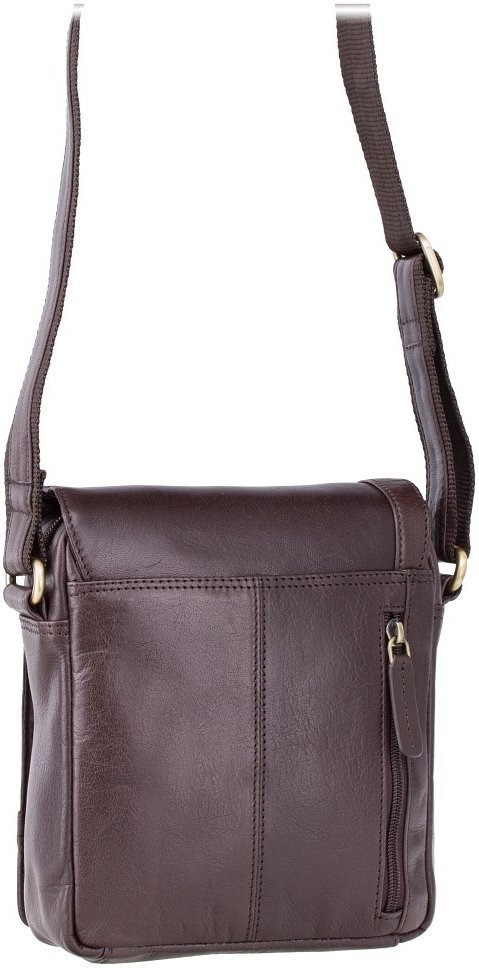 Невелика чоловіча сумка через плече із натуральної коричневої шкіри Visconti Messenger Bag 69110