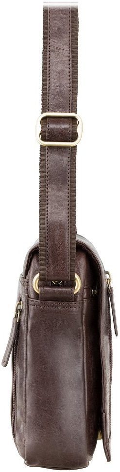 Невелика чоловіча сумка через плече із натуральної коричневої шкіри Visconti Messenger Bag 69110