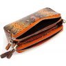 Женская оранжевая плечевая сумка из натуральной кожи на три молнии KARYA (19613) - 6