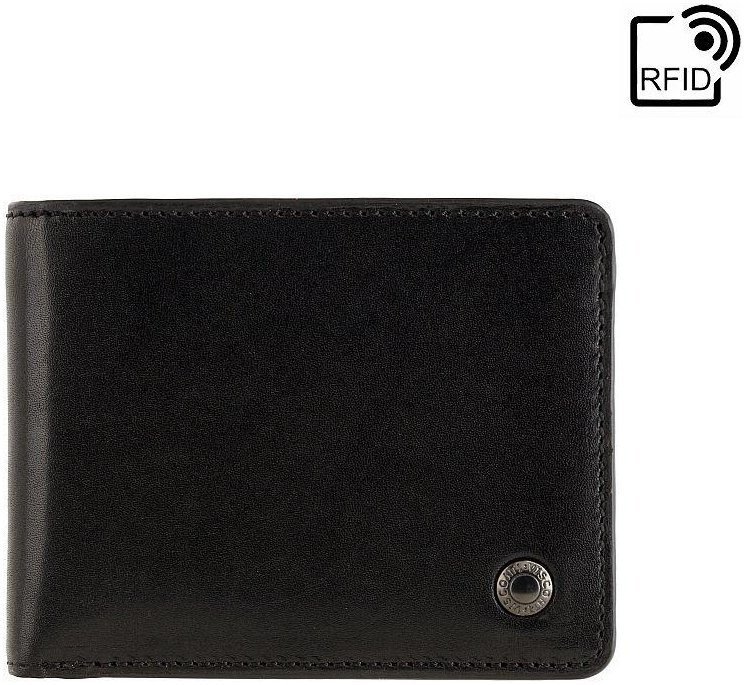 Класичне чоловіче портмоне з гладкої шкіри чорного кольору з RFID - Visconti Girard 69210