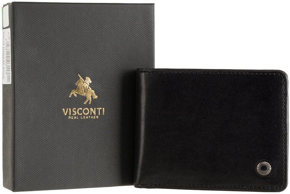 Классическое мужское портмоне из гладкой кожи черного цвета с RFID - Visconti Girard 69210