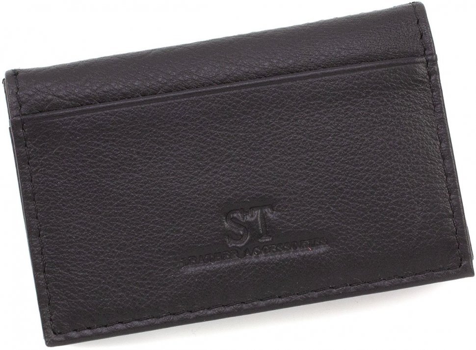 Чорна обкладинка під документи з натуральної якісної шкіри ST Leather (14009)