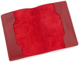 Красная женская обложка для паспорта из гладкой кожи Grande Pelle (15448)