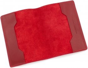 Красная женская обложка для паспорта из гладкой кожи Grande Pelle (15448) - 2