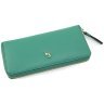 Вместительный женский кошелек из фактурной кожи зеленого цвета на молнии Ashwood 69610 - 3