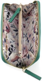 Вместительный женский кошелек из фактурной кожи зеленого цвета на молнии Ashwood 69610