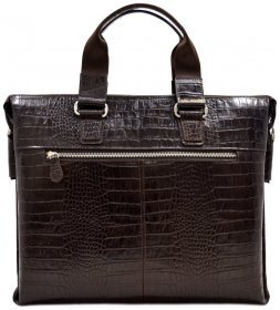 Чоловічий шкіряний портфель із тисненням під рептилію DESISAN 79710