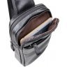 Стильный кожаный мужской мини слинг-рюкзак черного цвета на одной шлейке John McDee (19713) - 7
