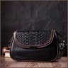 Женская сумка из натуральной кожи черного цвета с фактурным клапаном Vintage 2422374 - 6
