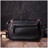 Жіноча сумка з натуральної шкіри чорного кольору з фактурним клапаном Vintage 2422374 - 7