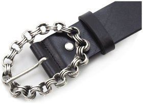 Черный женский ремень из итальянской кожи с дизайнерской пряжкой Gherardini 35273