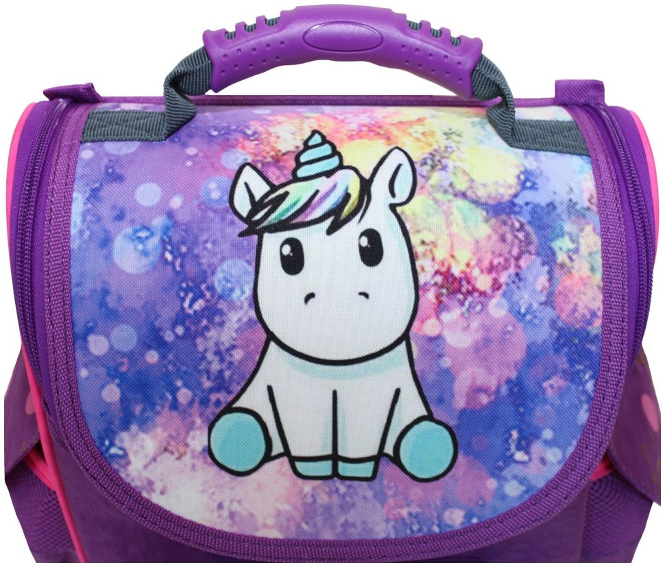 Школьный рюкзак для девочки с фонариком фиолетового цвета принт единорожки Bagland 111111 modnotak фото №4