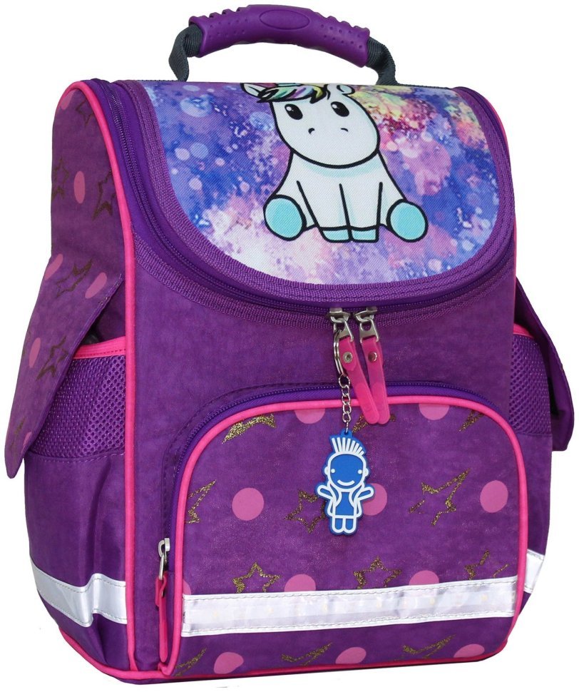 Школьный рюкзак для девочки с фонариком фиолетового цвета принт единорожки Bagland 111111 modnotak фото №6