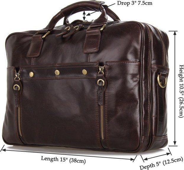 Крупная мужская сумка из качественной кожи коричневого цвета VINTAGE STYLE (14239)