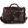 Крупная мужская сумка из качественной кожи коричневого цвета VINTAGE STYLE (14239) - 5
