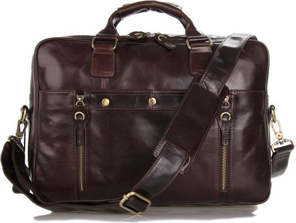 Крупная мужская сумка из качественной кожи коричневого цвета VINTAGE STYLE (14239)