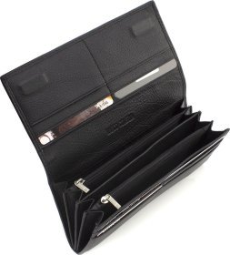 Женский черный кошелек из натуральной кожи под много купюр Marco Coverna (17042)