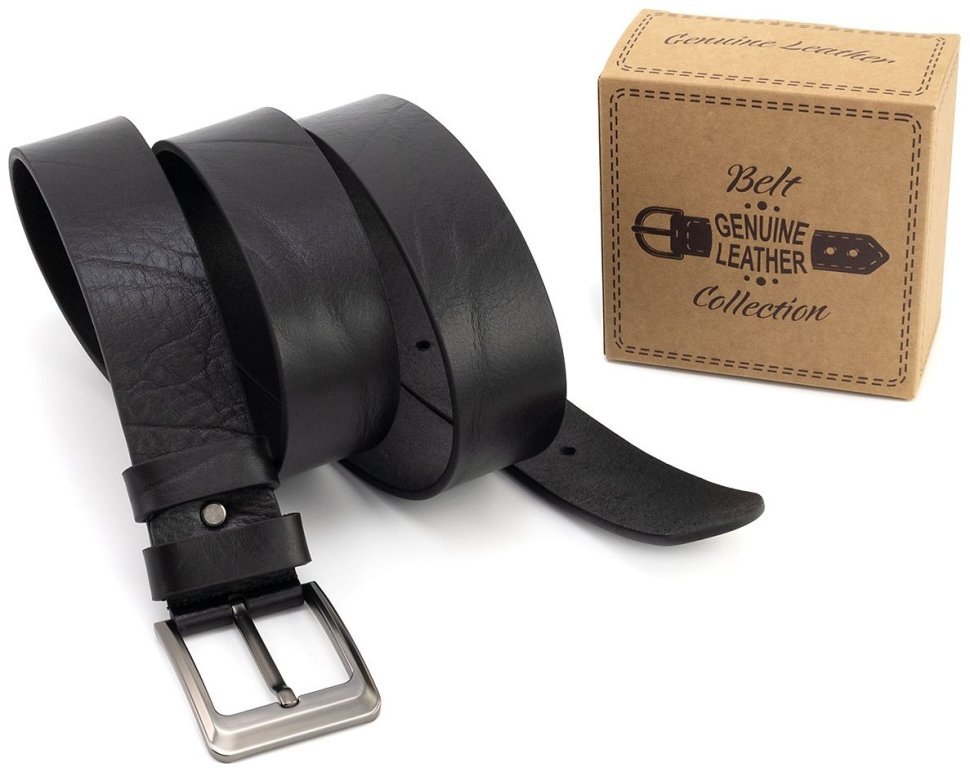 Чоловічий шкіряний широкий ремінь батал із збільшеною довжиною до 145 см. Gherardini 45061 (Італійська шкіра чорного кольору) modnotak фото №5