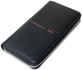 Черный кожаный кошелек-клатч Beverly Hills с застежкой на молнии Vip Collection 102511