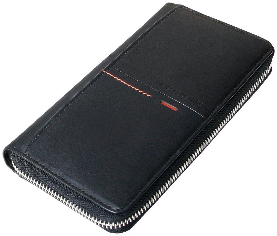 Чорний шкіряний гаманець-клатч Beverly Hills із застібкою на блискавці Vip Collection 102511 фото №1 Чорний шкіряний гаманець-клатч Beverly Hills із застібкою на блискавці Vip Collection 102511 modnotak фото №1