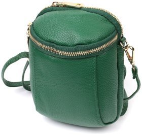 Женская сумка из мягкой натуральной кожи с двумя отделениями Vintage 22341 Зеленая