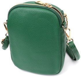 Женская сумка из мягкой натуральной кожи с двумя отделениями Vintage 22341 Зеленая