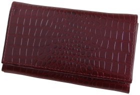 Коричневый женский кошелек на кнопке Vip Collection 102611 (кроко)