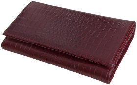 Коричневый женский кошелек на кнопке Vip Collection 102611 (кроко)