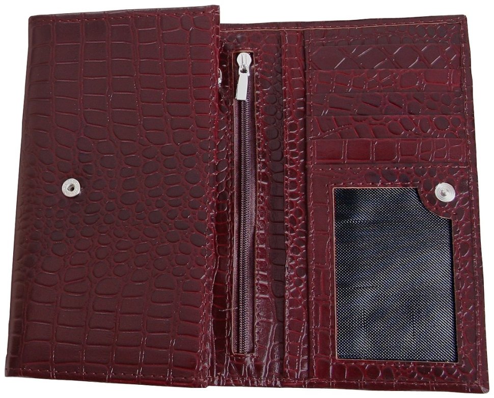 Коричневый женский кошелек на кнопке Vip Collection 102611 (кроко) modnotak фото №3