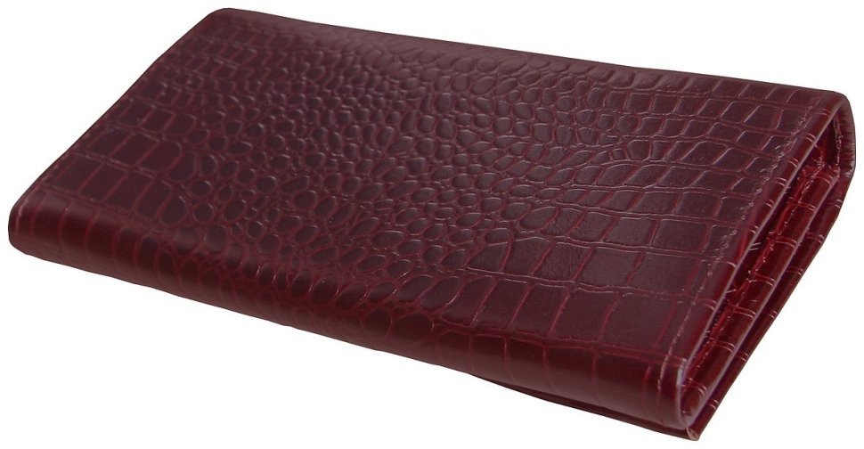 Коричневый женский кошелек на кнопке Vip Collection 102611 (кроко) modnotak фото №5