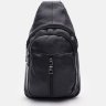 Мужской черный кожаный слинг-рюкзак среднего размера с одной лямкой Keizer (22088) - 2