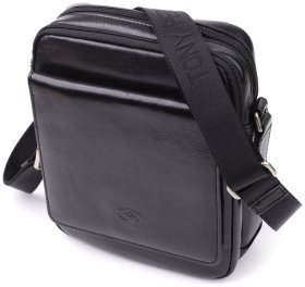 Чоловіча шкіряна наплічна сумка Tony Perotti 103311 чорного кольору