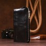 Повсякденний гаманець-клатч із гладкої шкіри однотонного чорного кольору SHVIGEL (16186) - 9