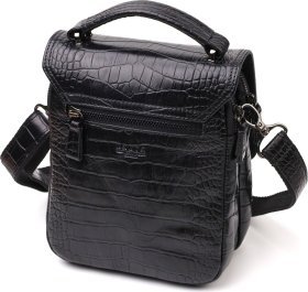 Вертикальная мужская сумка-барсетка из натуральной кожи с тиснением под крокодила KARYA (2421945)
