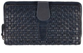 Місткий жіночий гаманець із плетеної шкіри з відділенням на блискавці Ashwood D84 94011 (Синього кольору)